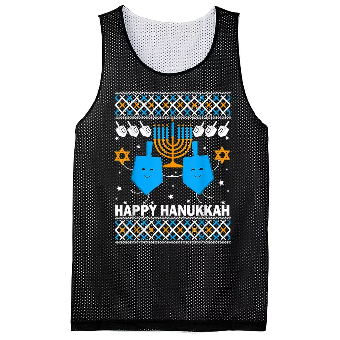 Happy Hanukkah Ugly Sweater Chanukah Jewish Christmas Gifts Mesh Reversible Basketball Jersey Tank