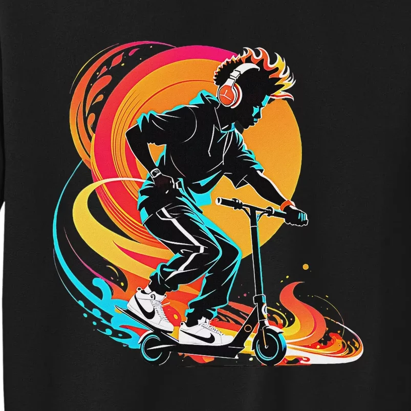 Hip Hop Urban On Scooter Flames For Sweatshirt