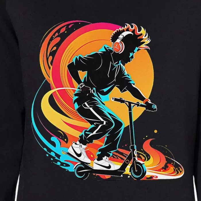 Hip Hop Urban On Scooter Flames For Womens California Wash Sweatshirt