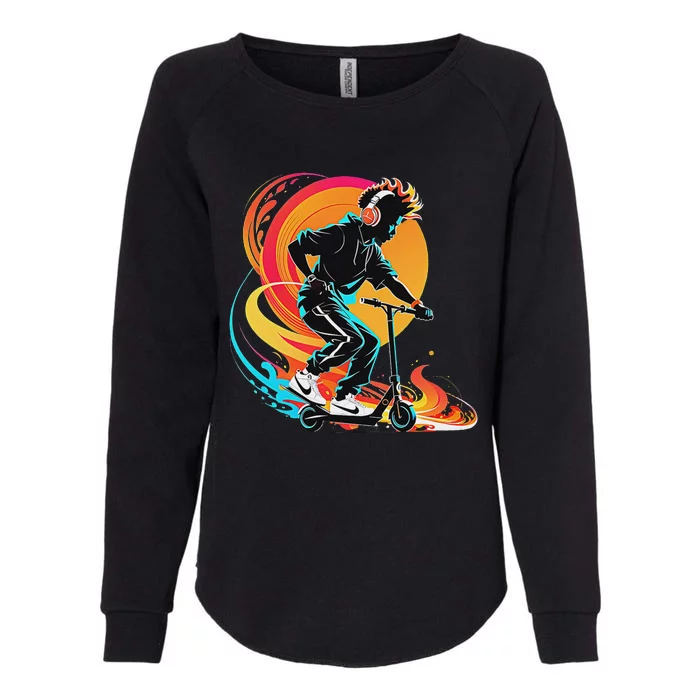 Hip Hop Urban On Scooter Flames For Womens California Wash Sweatshirt