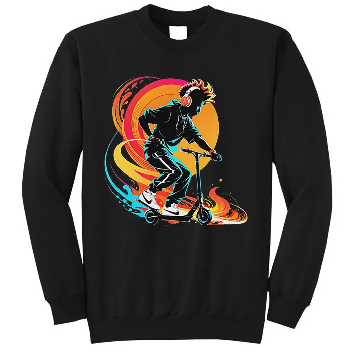 Hip Hop Urban On Scooter Flames For Tall Sweatshirt