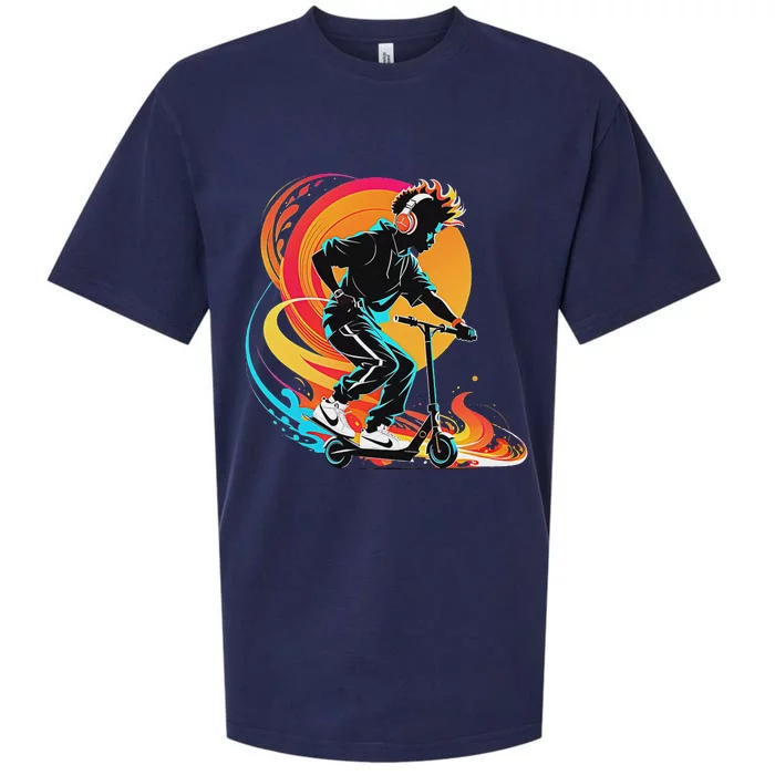 Hip Hop Urban On Scooter Flames For Sueded Cloud Jersey T-Shirt