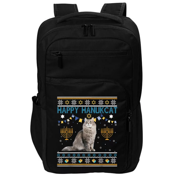 Happy Hanukcat Ugly Hanukkah Sweater Cat Chanukah Jewish Impact Tech Backpack