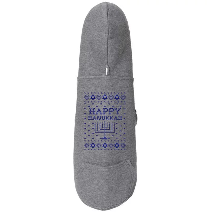 Happy Hanukkah Ugly Sweater Gift Doggie 3-End Fleece Hoodie