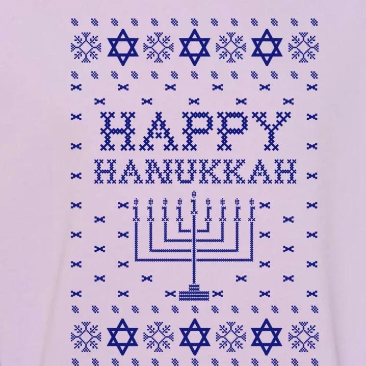 Happy Hanukkah Ugly Sweater Gift Garment-Dyed Sweatshirt