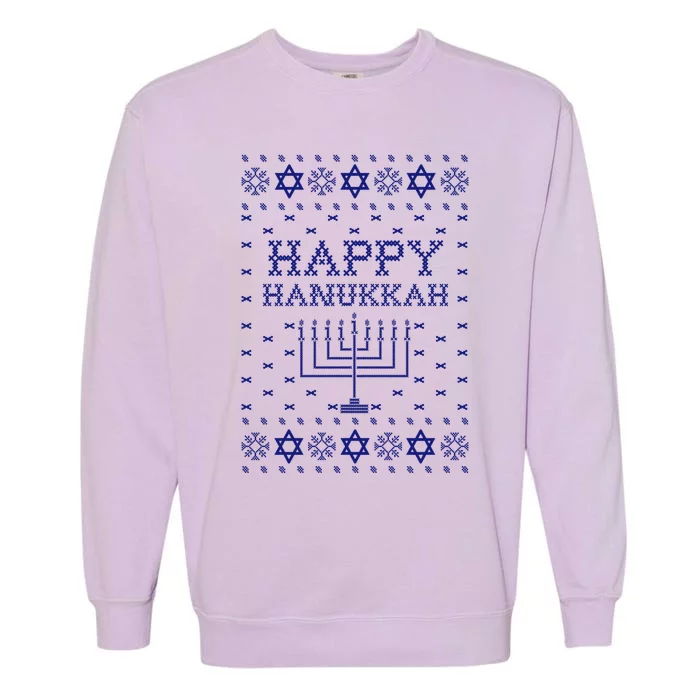 Happy Hanukkah Ugly Sweater Gift Garment-Dyed Sweatshirt