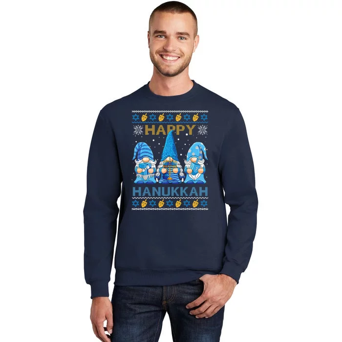 Happy Hanukkah Ugly Christmas Gnome Gnomies Menorah Dreidel Sweatshirt