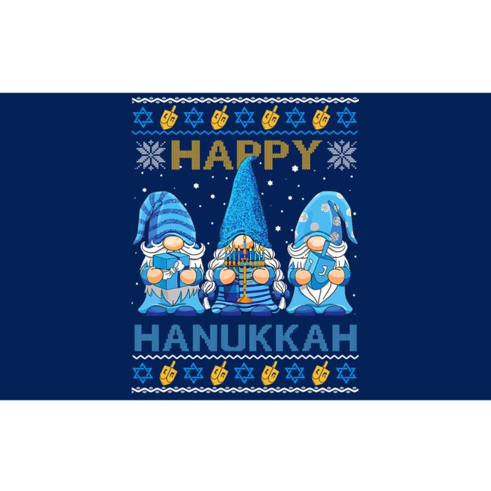 Happy Hanukkah Ugly Christmas Gnome Gnomies Menorah Dreidel Bumper Sticker