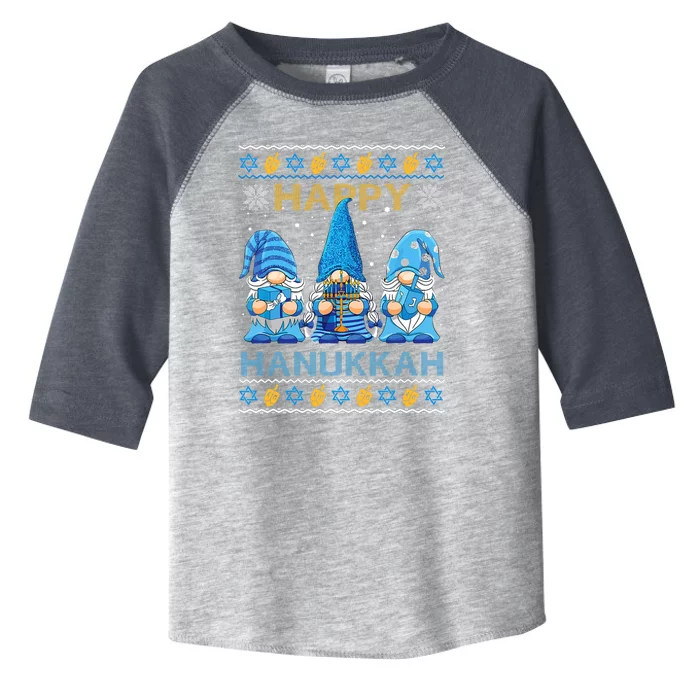 Happy Hanukkah Ugly Christmas Gnome Gnomies Menorah Dreidel Toddler Fine Jersey T-Shirt