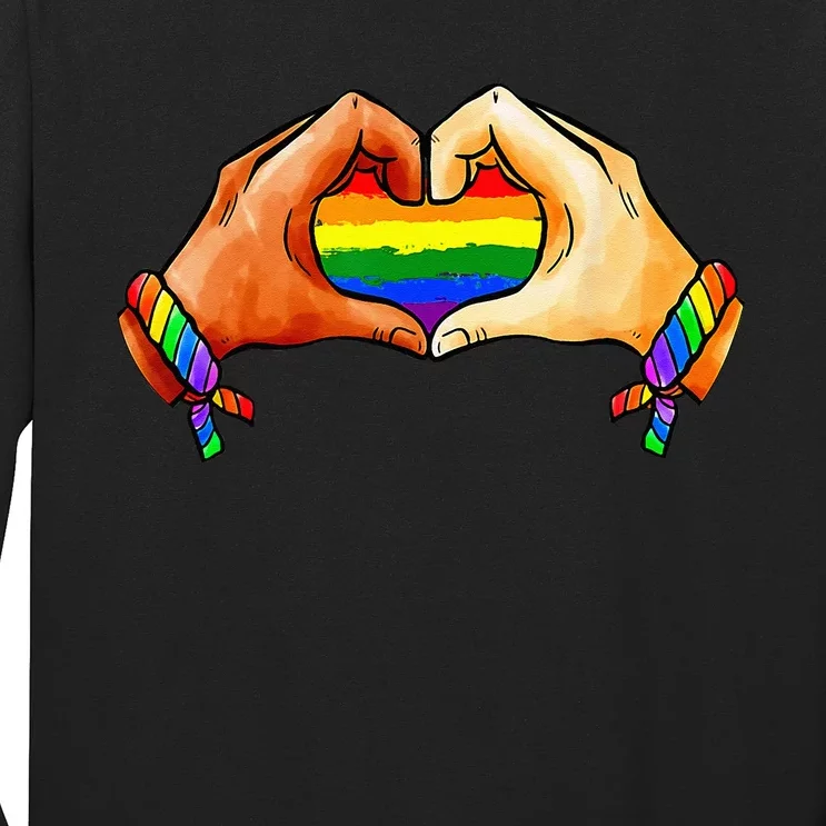 Hand Heart Unity Pride LGBTQ Rainbow Flag LGBT Pride Ally Long Sleeve Shirt