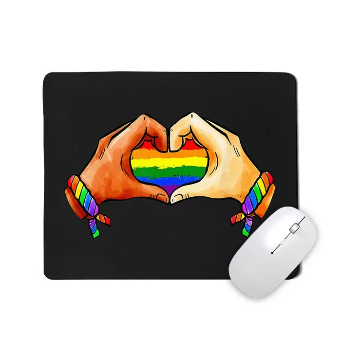 Hand Heart Unity Pride LGBTQ Rainbow Flag LGBT Pride Ally Mousepad