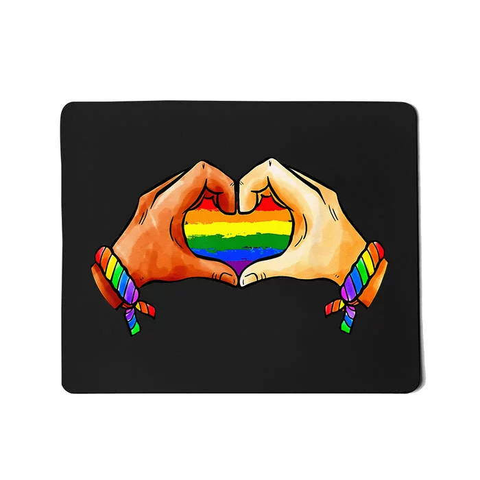 Hand Heart Unity Pride LGBTQ Rainbow Flag LGBT Pride Ally Mousepad