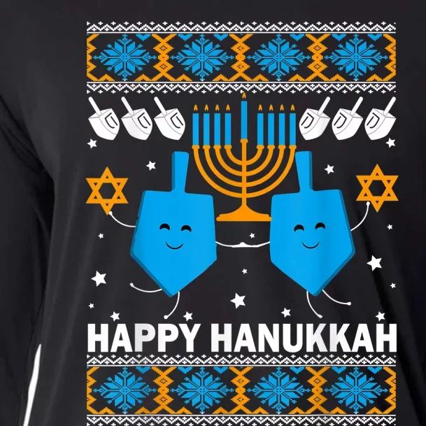 Happy Hanukkah Ugly Sweater Chanukah Jewish Christmas Gifts Cooling Performance Long Sleeve Crew