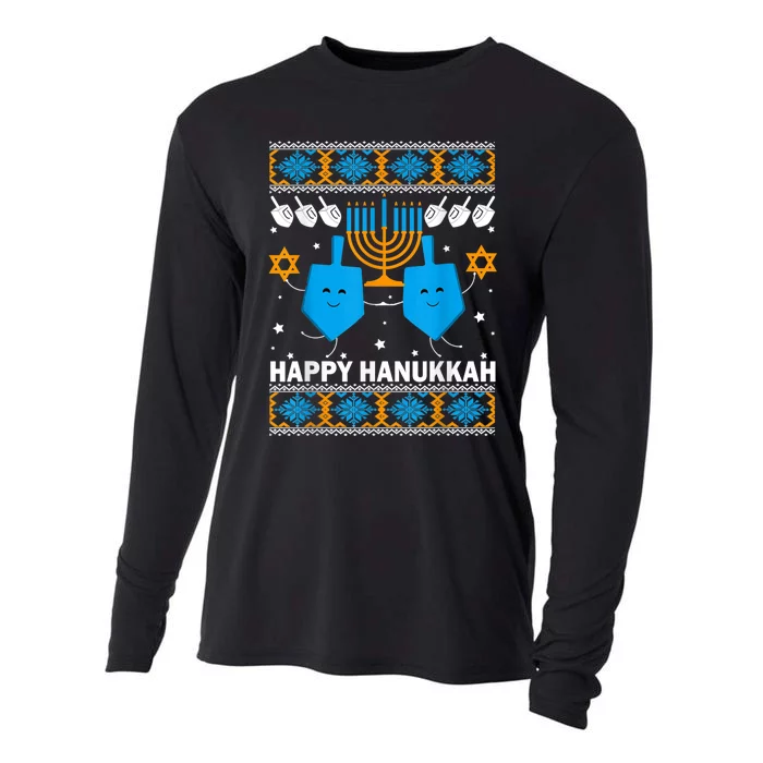 Happy Hanukkah Ugly Sweater Chanukah Jewish Christmas Gifts Cooling Performance Long Sleeve Crew