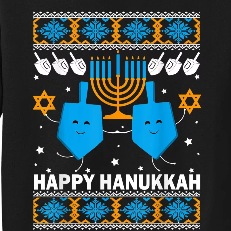 Happy Hanukkah Ugly Sweater Chanukah Jewish Christmas Gifts Tall Sweatshirt