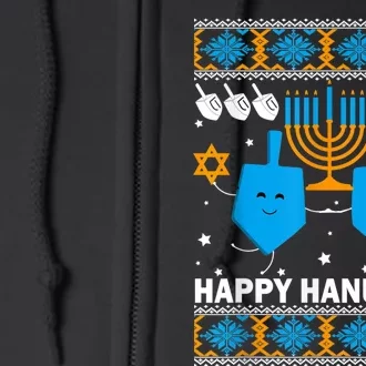 Happy Hanukkah Ugly Sweater Chanukah Jewish Christmas Gifts Full Zip Hoodie