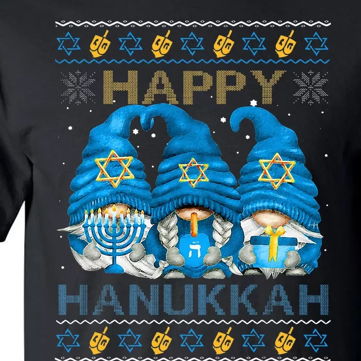 Happy Hanukkah Ugly Hanukkah Sweater Gnomes Chanukah Jewish Tall T-Shirt