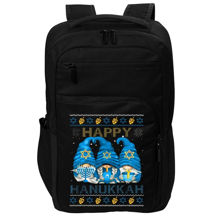 Happy Hanukkah Ugly Hanukkah Sweater Gnomes Chanukah Jewish Impact Tech Backpack