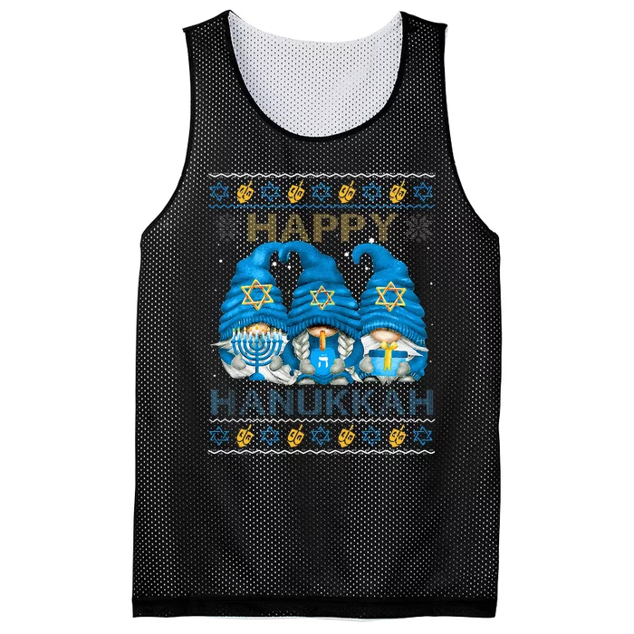 Happy Hanukkah Ugly Hanukkah Sweater Gnomes Chanukah Jewish Mesh Reversible Basketball Jersey Tank