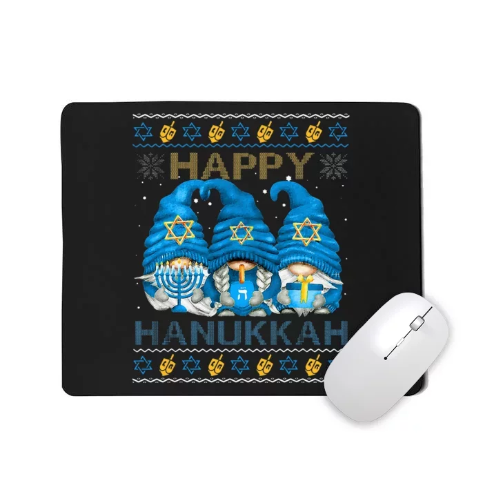 Happy Hanukkah Ugly Hanukkah Sweater Gnomes Chanukah Jewish Mousepad