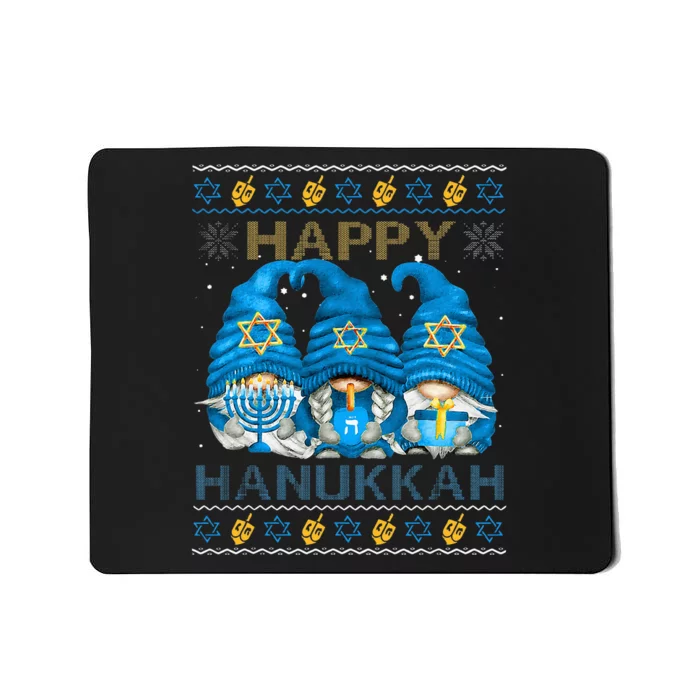 Happy Hanukkah Ugly Hanukkah Sweater Gnomes Chanukah Jewish Mousepad