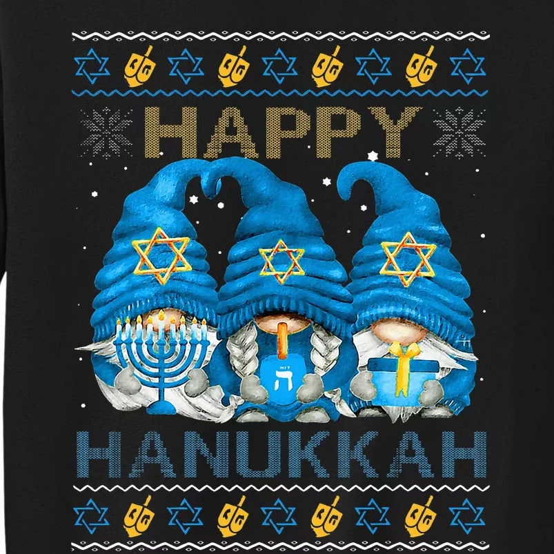 Happy Hanukkah Ugly Hanukkah Sweater Gnomes Chanukah Jewish Tall Sweatshirt