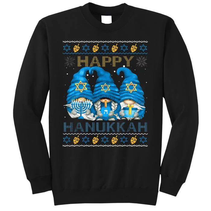 Happy Hanukkah Ugly Hanukkah Sweater Gnomes Chanukah Jewish Tall Sweatshirt