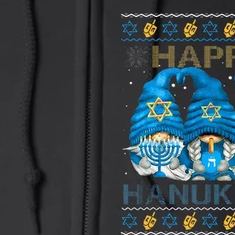 Happy Hanukkah Ugly Hanukkah Sweater Gnomes Chanukah Jewish Full Zip Hoodie