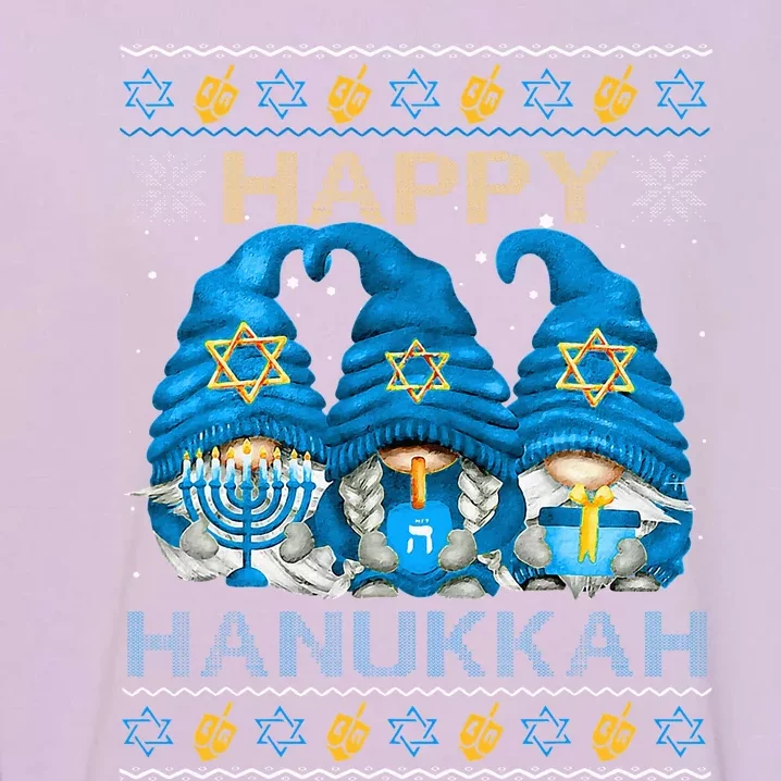 Happy Hanukkah Ugly Hanukkah Sweater Gnomes Chanukah Jewish Garment-Dyed Sweatshirt