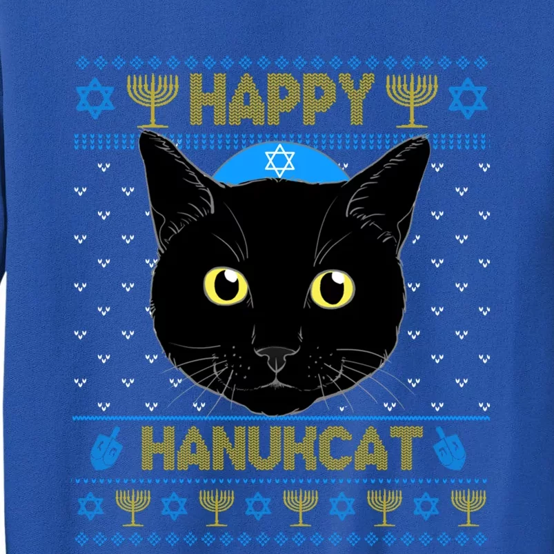 Happy Hanukcat Ugly Hanukkah Sweater Cat Chanukah Jewish Gift Tall Sweatshirt