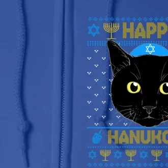 Happy Hanukcat Ugly Hanukkah Sweater Cat Chanukah Jewish Gift Full Zip Hoodie