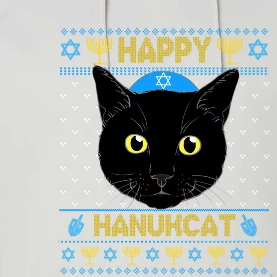 Happy Hanukcat Ugly Hanukkah Sweater Cat Chanukah Jewish Gift Performance Fleece Hoodie