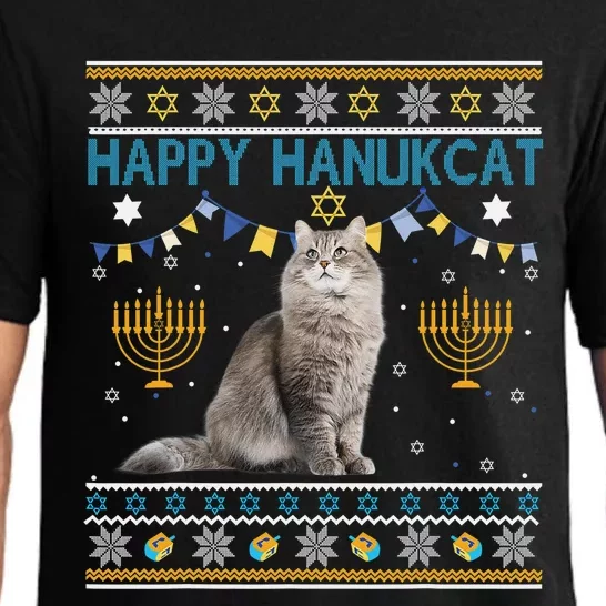 Happy Hanucat Ugly Hanukkah Chanukah Cat Lover Gift Pajama Set