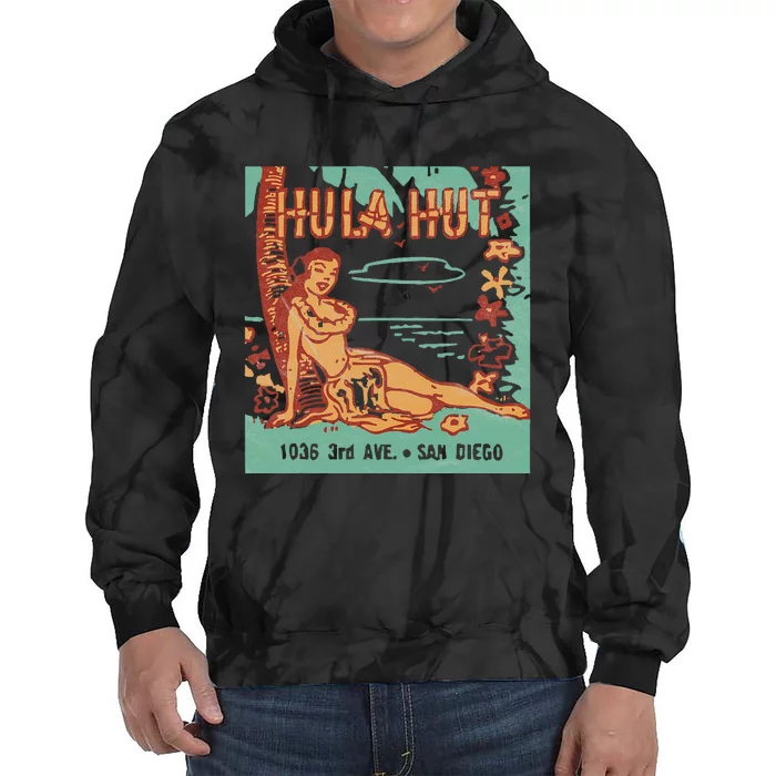 Hula Hut Vintage Tiki Bar Summer Vacation Tie Dye Hoodie