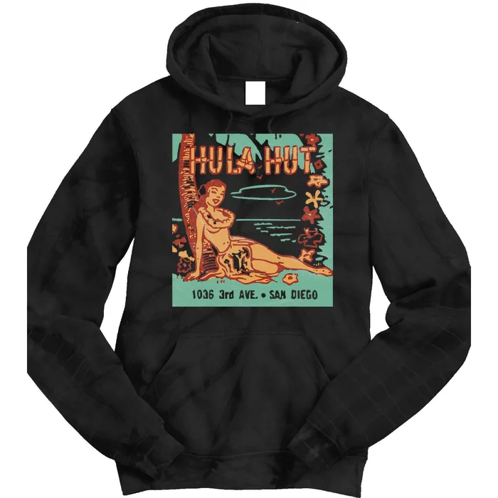 Hula Hut Vintage Tiki Bar Summer Vacation Tie Dye Hoodie