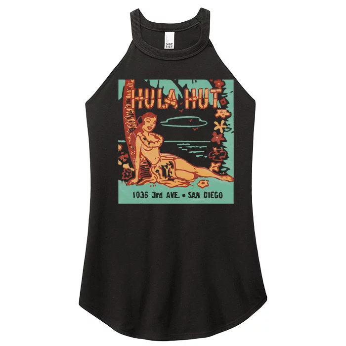 Hula Hut Vintage Tiki Bar Summer Vacation Women’s Perfect Tri Rocker Tank