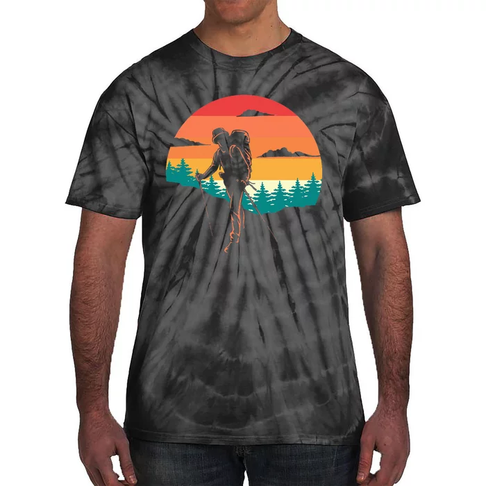 Hiking Hiker Vintage Retro Sunset Tie-Dye T-Shirt