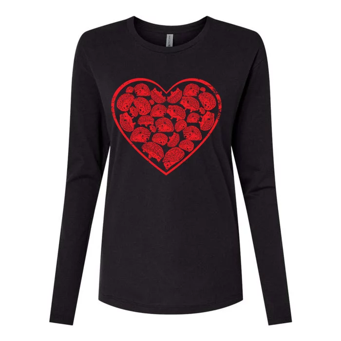 Hedgehog Heart Valentines Day Gift Womens Cotton Relaxed Long Sleeve T-Shirt