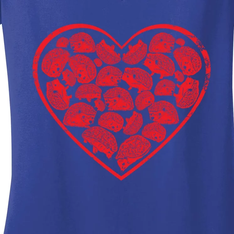 Hedgehog Heart Valentines Day Gift Women's V-Neck T-Shirt