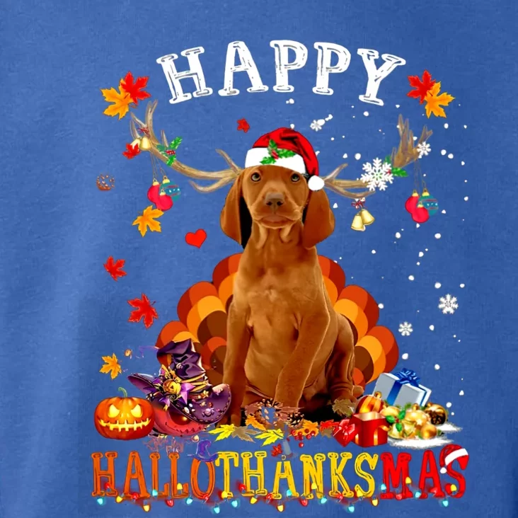 Happy Hallothanksmas Vizsla Dog Halloween Xmas Gift Toddler Hoodie