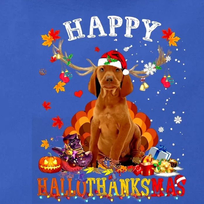 Happy Hallothanksmas Vizsla Dog Halloween Xmas Gift Zip Tote Bag