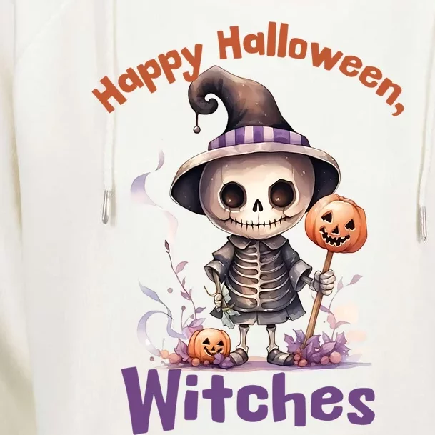 Happy Halloween Witches Cute Skeleton Design Gift Womens Funnel Neck Pullover Hood