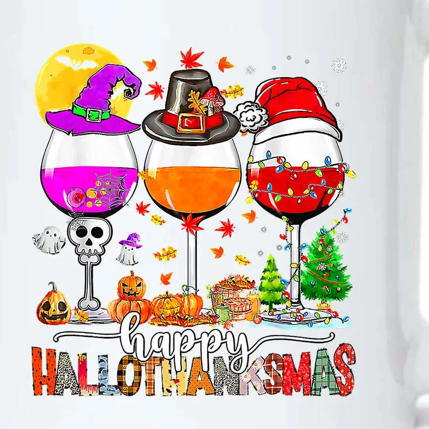 Happy Hallothanksmas Wine Glasses Witch Santa Hat Pumpkin Black Color Changing Mug