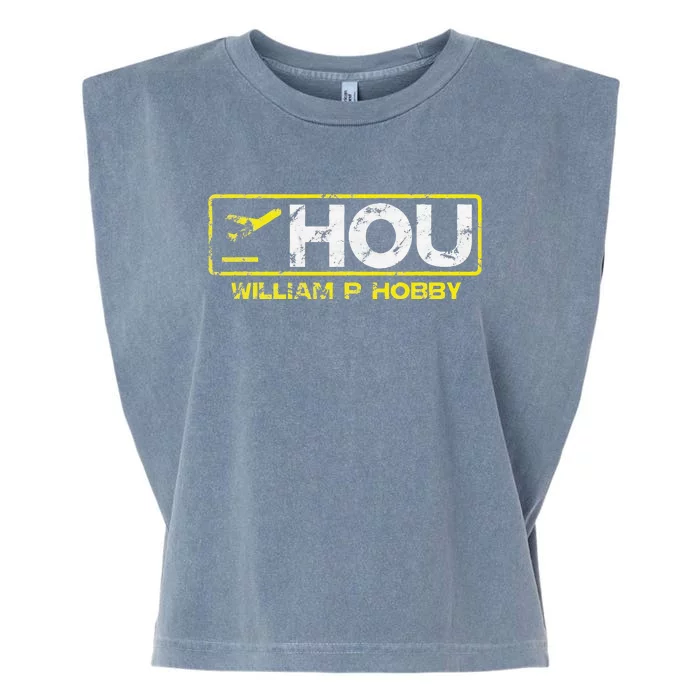 Hou Houston William P Hobby Airport Airport Code Garment-Dyed Women's Muscle Tee