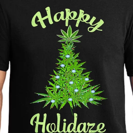 Happy Holidaze Weed & Marijuana Leaf Cannabis Christmas Tree Pajama Set