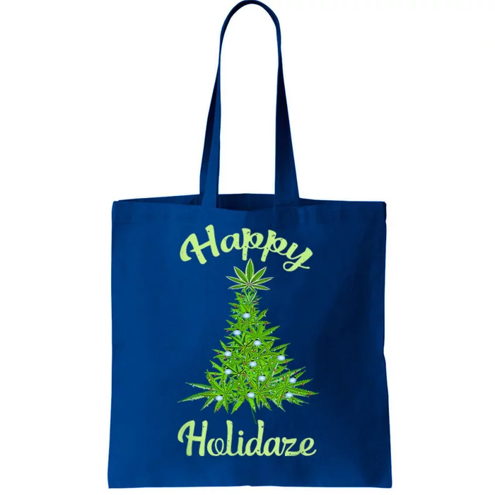 Happy Holidaze Weed & Marijuana Leaf Cannabis Christmas Tree Tote Bag