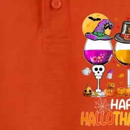 Happy Hallothanksmas Wine Glasses Witch Santa Hat Pumpkin Gift Dry Zone Grid Performance Polo