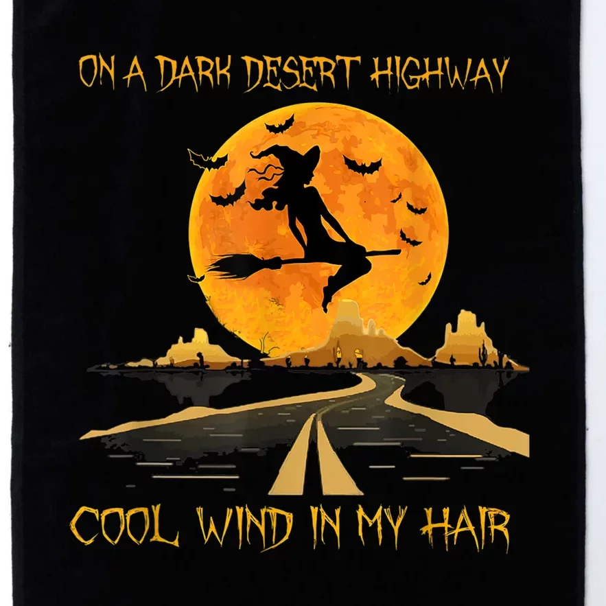 Happy Halloween Witch Riding Brooms On A Dark Desert Highway Platinum Collection Golf Towel