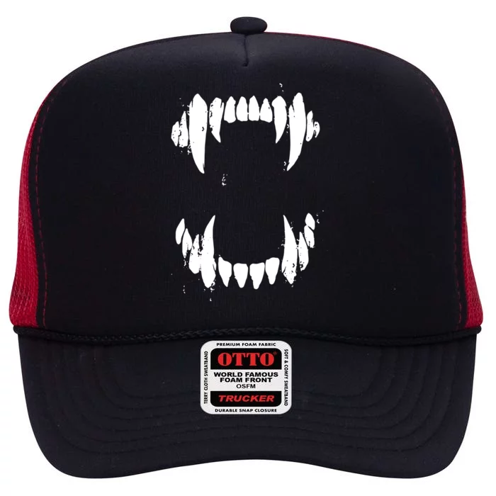 Halloween Horror Wolf Dog Vampire Monster Teeth Costume High Crown Mesh Trucker Hat