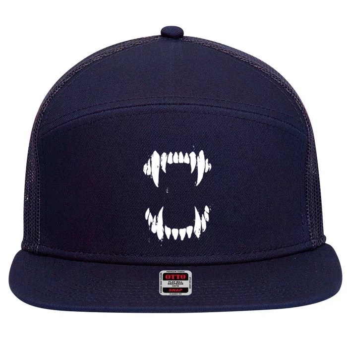 Halloween Horror Wolf Dog Vampire Monster Teeth Costume 7 Panel Mesh Trucker Snapback Hat